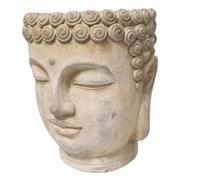 Divas World - Buddha Head Plant Pot - Serene Decorative Indoor-Outdoor Planter - Ceramic Material - Garden Ornament Buddhist - Zen Garden Pots, Sandstone Finish - (21.6 x 18.4 x 17.6) (Large)