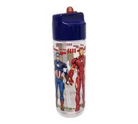 Divas World - Captain Printed Themed America Water Bottle - With Lid & Straw - Drinking Bottles for School, Gym, Yoga, Sports - Novelty Gift - Portable - Easy to Clean - Leakproof