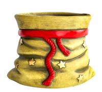 Divas World Cement Planter Hessian Sack with Ribbon in 16cm & 23cm Sizes Flower Herb Planter Yellow and Red Decorative Cement Pot (23cm Planter Pot)