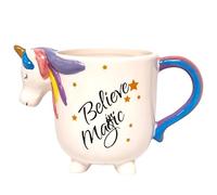 Divas World Ceramic Christmas Mugs Gingerbread House & Gingerbread Man and Gnome Shaped Mugs with Lids Handle Festive Coffee & Cookie Jars Cute Aesthetic Microwave Safe (Unicorn (10cms))