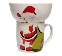 Divas World Ceramic Christmas Mugs Gingerbread House & Gingerbread Man and Gnome Shaped Mugs with Lids Handle Festive Coffee & Cookie Jars Cute Aesthetic Microwave Safe (Santa with Sack)