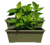 Divas World Dark Green Laurel Window Box 15 Inch Plant Pot 37.8cm Trough Garden Planter 7.6L Lightweight Outdoor Balcony Box Decorative Floral Design (2)