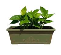 Divas World Dark Green Laurel Window Box 15 Inch Plant Pot 37.8cm Trough Garden Planter 7.6L Lightweight Outdoor Balcony Box Decorative Floral Design (1)