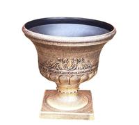 Divas World Decorative Garden Urn Planter Antique Gold Effect 45cm Wide x 43cm Tall Outdoor Indoor Pot with Ornate Detailing Lightweight Weather Resistant Plastic for Flowers Plants Patio Balcony
