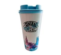 Divas World Friends Central Perk Travel Mug Screw 0.5 ml Top Thermal Coffee Cup On The Go Drink Cup (Blue Lid Travel Mug)