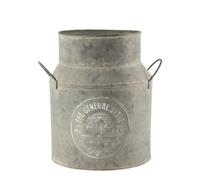 Divas World Grey Metal Milk Churn Planter 22.6cm, Vintage Style Tin Plant Pot, Decorative Indoor Outdoor Container (1)