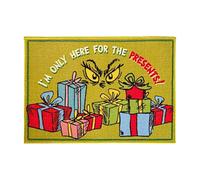 Divas World Grin ch I'm Only Here For The Presents Washable Door Mat with 40x60cm for Indoor & Outdoor Quick Absorb and Anti slip Green Doormat