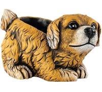 Divas World Large Dog Shaped Cement Planter 25.4cm, Decorative Animal Plant Pot with Drainage Hole for Garden Patio