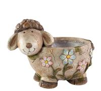 Divas World Novelty Rustic Farm Sheep Planter Resin Animal Shaped Plant Pot 33.5cm x 24cm Cute Decorative Garden Flower Herb Container Indoor Outdoor Rustic Planter Animal Ornament