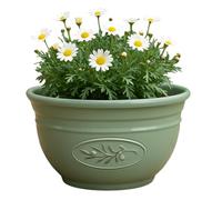 Divas World Olive Green Plastic Planter Pot 30cm Decorative Round Plant Bowl 6 Litre Volume Lightweight Durable Weatherproof Design Indoor Outdoor Garden Patio Balcony Use (1)