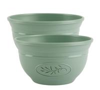 Divas World Olive Green Plastic Planter Pot 30cm Decorative Round Plant Bowl 6 Litre Volume Lightweight Durable Weatherproof Design Indoor Outdoor Garden Patio Balcony Use (2)