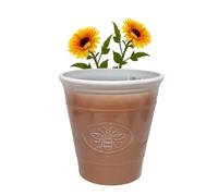 Divas World Outdoor Indoor Plant Pots Gloss Finish Flower Pot Decorative Planter Embossed Bee and Olive Frost Proof Glossy Effect Home Patio Garden (Embossed Bee (Honey), 23 cms)