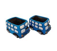 Divas World Pack of 2 Decorative Blue Bus Planters for Indoor Outdoor Use | Novelty Vehicle Plant Pots for Home Garden
