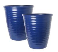 Divas World Pack of 2 Large 28cm Planter Pots, Glossy Iris Blue Finish, 12.2L Capacity, Lightweight Indoor Outdoor Plant Pots