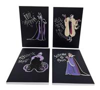 Divas World Pack of 4 A5 Dark Theme Notebooks | Black Cover Lined Journals with Colourful Illustrated Artwork | Notes Study Planning Writing Stationery | Gothic Gift for School Home Office Use