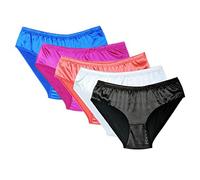 Divas World Satin Knickers Full Briefs Panties for Ladies Women Silk Underwear Pack of 5 Different Sizes (Large)