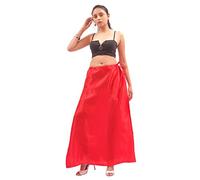 Divas World Satin Petticoat Women's Silk Shiny Underskirt Long Soft Full Slip Saree Inskirt Lining Sari Petticoat (L, Red)