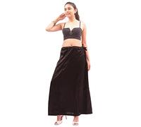 Divas World Satin Petticoat Women's Silk Shiny Underskirt Long Soft Full Slip Saree Inskirt Lining Sari Petticoat (XL, Black)