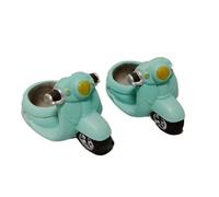 Divas World Set of 2 Blue Scooter Shaped Mini Plant Pots, Decorative Resin Succulent Planters for Indoor Outdoor Garden Shelf and Desk(blue pack of 2)