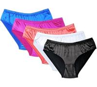 Divas World Sissy Soft Silky Satin Briefs Full bum Panties Mens Hipster Lingerie Knickers Pack Of 5 Assorted (X-Large)