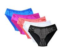 Divas World Sissy Soft Silky Satin Briefs Full Bum Panties Mens HipstercKnickers Pack of 5 Assorted