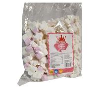 Divas World Snowman & Snowflakes Vanilla Flavoured Marshmallows 1kg Bag Soft Pink & White Mini Mallows Dairy Free & Gluten-Free