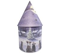 Divas World Solar Christmas Light Up Cone House LED Ornament 21cm Festive Lamp with 4 Different Scenes New Xmas Lights Battery Operated (Dog and Cat Model- 32974, One Size)