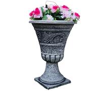 Divas World Stone Effect Urn Planter Plastic Round Tall Outdoor Garden Pot Stand Jumbo Large 55cm Antique-Inspired Vase Pedestal Flowers Pots