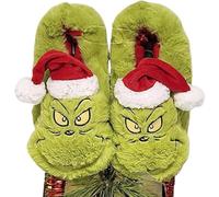 Divas World The Grinch Women's Furry 3D Christmas House Slipper: Girls' Cosy Footlet Indoor Sandal with Festive Flair (UK Footwear Size System, Adult, Women, Numeric Range, Medium, 3, 4)