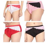 Divas World This women’s pack of four lace-trimmed knickers combines comfort, beauty, and practicality in one versatile set. Designed with a soft, breathable mixed fabric blend (XXL(UK 22-24))