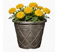 Divas World Tuscany Planter Roman Round 9.7" - Silver Decorative Plant Pot with Drainage Hole Indoor Outdoor Garden Flower Planter 6.9L (1)