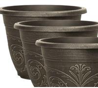 Divas World Versatile Alhambra Planter Bundle - Square & Round Shapes Available in 20cm, 25cm, 30cm, 38cm Sizes - Garden Décor Essentials (Alhambra Planter Round 30cm (Pack of 3))
