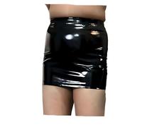 Divas World Wet Look Short Black Micro Mini Skirt Fitted Bodycon Kilt High Waist (UK, Alpha, XL, Regular, Regular)