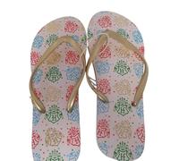 Divas World Women's Printed Flip Flops Lightweight Summer Beach Sandals Casual Slip-On Holiday Footwear with Metallic Straps (UK Footwear Size System, Adult, Women, Alpha, Medium, Medium, 5/6)