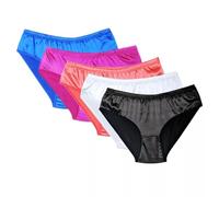 Divas World Womens Satin Knickers Multipack 5 Pack Soft Silky Briefs UK Sizes 8-24 Red Blue Pink White Black Seamless Full Coverage Ladies Underwear with Elastic Waist