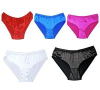 Divas World Women's Sexy Satin Knickers 5 Pack Brief Lingerie Thong Underwear Full Coverage Smooth Soft Panties (XXL)