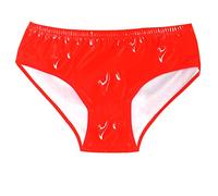 DivasWorld Ladies Mens PVC Shinny Leather Look Knickers Panties Red White and Black (XL (35 inches - 38 inches Waist), Red)