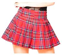 DivasWorld Red Tartan Pleated School Girl Kilt Micro Mini Skirt