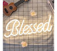 DIVATLA Blessed Neon Sign for Wall Decor, Blessed LED Light Up Signs for Bedroom, Dimmable & Reusable for Office Studio Lounge, Blessed Gifts for Friends & Family, USB Powered 17"x7" Warm White