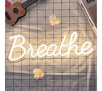 DIVATLA Breathe Neon Sign for Wall Art, USB Powered, Hanging Neon Sign for Yoga Studio Wall, Home, Bedroom, Reading Room Decoration by , Size 17x6 inches, Warm White