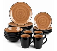 Divchi 16 Piece Ceramic Dinnerware Set For 4 People Tableware Light Brown