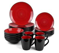 DIVCHI 16 Piece Ceramic Dinnerware Set for 4 People Tableware (Light Red)