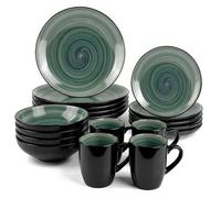 Divchi 16 Piece Ceramic Dinnerware Set For 4 People Tableware Teal Grey