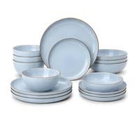 Divchi 16-Piece Dinner Set For 4 Ceramic Dinnerware Set Light Blue