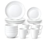 DIVCHI 16-Piece Dinner Set for 4, Plates, Side Plates, Bowls & Mugs, Complete Ceramic Crockery Tableware Set for Breakfast, Lunch, Dinner & Everyday Dining (White)