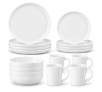 DIVCHI 16-Piece Dinner Set for 4, Plates, Side Plates, Bowls & Mugs, Complete Ceramic Crockery Tableware Set for Breakfast, Lunch, Dinner & Everyday Dining (White)