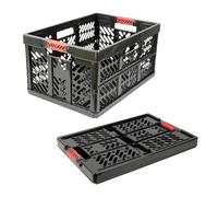DIVCHI 2 Pack 45L Foldable Crate Plastic Storage Box Basket Collapsible Organizer Bin with Handles Multi-Use Crates for Kitchen Clothes Books & More (Black)