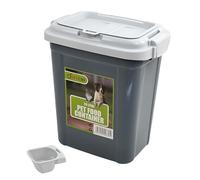 DIVCHI 20L Pet Food Storage Container Flip Top Locking System With Integrated Scoop Plastic Birds Airtight Pet Dog Cat Animal Dry Food 9 KG Dispenser Bin (Dark Grey)
