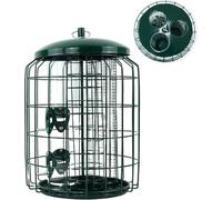 DIVCHI 3-in-1 Squirrel Proof Bird Feeder - Green Metal Hanging Feeder for Seeds, Nuts & Fat Balls - Outdoor Wild Bird Feeder for Garden, Balcony - Squirrel Resistant Design