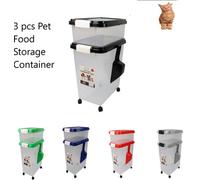 Divchi 3-Piece Airtight Pet Food Storage Container With Plastic Measuring Scoop Treats For Pet Dog Cat Animal Dry Food Dispenser